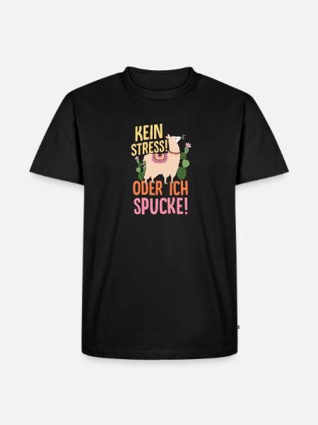 Lama Spuckt - Männer Premium Bio T-Shirt - Schwarz