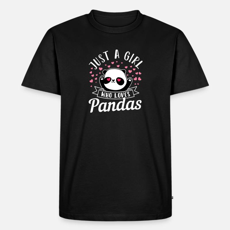 Panda Mädchen - Männer Premium Bio T-Shirt - Schwarz