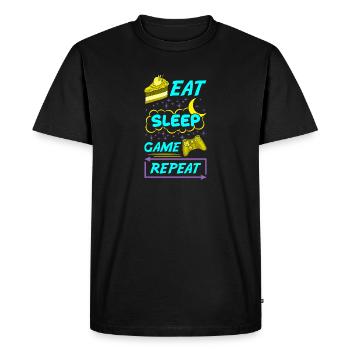 Gamer Eat Sleep Game Repeat Anime Kawaii Gaming - T-shirt Premium bio Homme - noir - Devant - Nico (187cm)