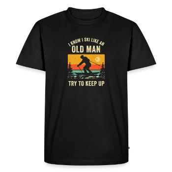 Old Man Skiing Shirt - Funny Skiing Shirt - Funny - T-shirt Premium bio Homme - noir - Devant - Nico (187cm)