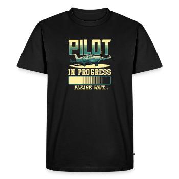 Pilote en cours Veuillez patienter Pilote d'avion - T-shirt Premium bio Homme - noir - Devant - Nico (187cm)