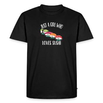 Funny Kawaii Sushi Juste une fille qui aime les sushis - T-shirt Premium bio Homme - noir - Devant - Nico (187cm)