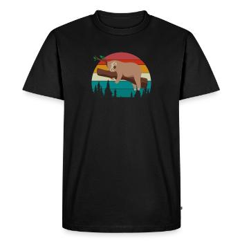 Paresseux drôle Paresseux fatigué Mode paresseux - T-shirt Premium bio Homme - noir - Devant - Nico (187cm)