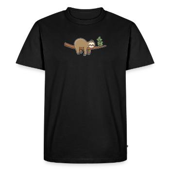 Paresseux drôle Paresseux fatigué Mode paresseux - T-shirt Premium bio Homme - noir - Devant - Nico (187cm)