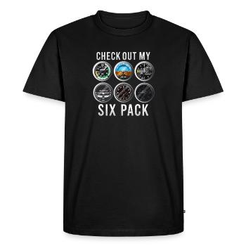 Funny Check Out My Six Pack Airplane Pilot - Men's Premium Organic T-Shirt - black - Front - Nico (187cm)