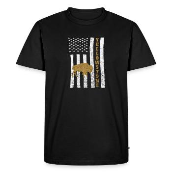 Yellowstone Buffalo American Flag - Men's Premium Organic T-Shirt - black - Front - Nico (187cm)