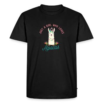 Mignonne juste une fille qui aime les alpagas - T-shirt Premium bio Homme - noir - Devant - Nico (187cm)