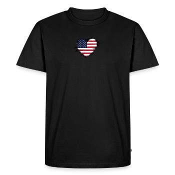 Drapeau américain Coeur de drapeau américain en détresse - T-shirt Premium bio Homme - noir - Devant - Nico (187cm)