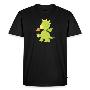 Dragon De Conte De Fées Mignon Bébé Dragon Breathing Fire - T-shirt Premium bio Homme - noir - Devant - Nico (187cm)