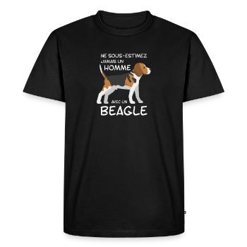 Ne Sous estimez Jamais Un Homme Avec Un Beagle - T-shirt Premium bio Homme - noir - Devant - Nico (187cm)