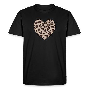 Leopard Print Heart Shape Animal Cheetah Print - T-shirt Premium bio Homme - noir - Devant - Nico (187cm)