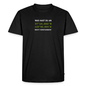 Funny Geocaching Saying - GPS Treasure Hunt - Men's Premium Organic T-Shirt - black - Front - Nico (187cm)