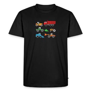 Construction Vehicles Dump Truck Digger Tractor - Men's Premium Organic T-Shirt - black - Front - Nico (187cm)