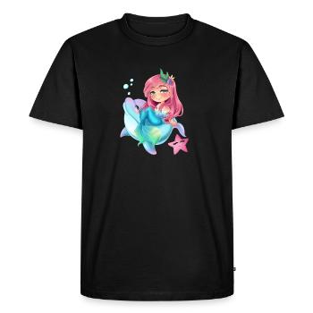 Mermaid Riding Dolphin Pour Femme Enfants Cute Mermaid - T-shirt Premium bio Homme - noir - Devant - Nico (187cm)