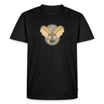 Livre hibou oiseau lecture livres - T-shirt Premium bio Homme - noir - Devant - Nico (187cm)