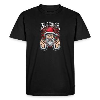 Pull de Noël à bascule Santa Claus Sleigher - T-shirt Premium bio Homme - noir - Devant - Nico (187cm)
