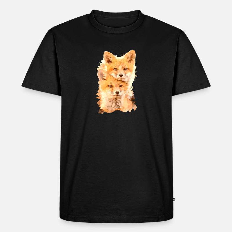 Fuchs Polygon Art - Männer Premium Bio T-Shirt - Schwarz