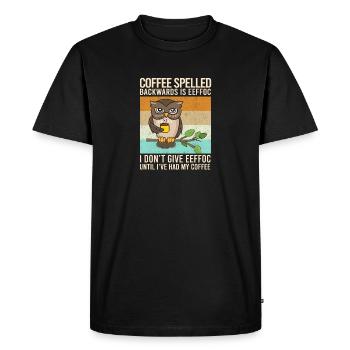 Le café épelé à l'envers est une boisson de hibou EEFFOC - T-shirt Premium bio Homme - noir - Devant - Nico (187cm)