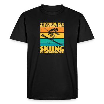 School Is Important But Skiing Is Importanter - T-shirt Premium bio Homme - noir - Devant - Nico (187cm)
