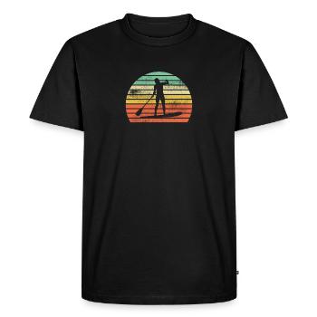 Retro Paddleboard Femmes Filles Sunset - T-shirt Premium bio Homme - noir - Devant - Nico (187cm)