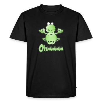 Ohmmm, yoga, grenouille méditante, jambes croisées - T-shirt Premium bio Homme - noir - Devant - Nico (187cm)