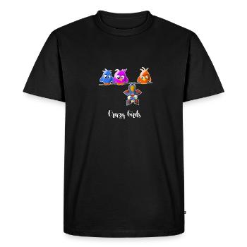 Crazy Birds - Oiseaux fous sur la corde de barre - T-shirt Premium bio Homme - noir - Devant - Nico (187cm)