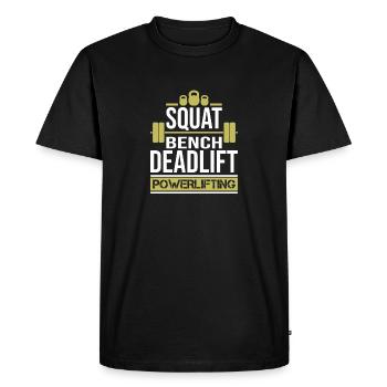 Squat Bench Deadlift Powerlifting - Men's Premium Organic T-Shirt - black - Front - Nico (187cm)