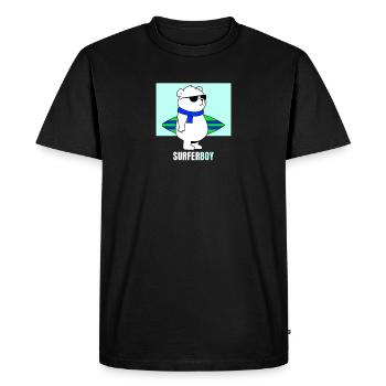 Surfer Boy Icebear Bear Surf Surf Vague Mer - T-shirt Premium bio Homme - noir - Devant - Nico (187cm)