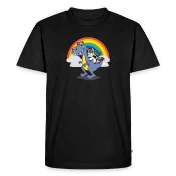 Unicorn dinosaur rainbow funny colorful and funny cute - Men's Premium Organic T-Shirt - black - Front - Nico (187cm)