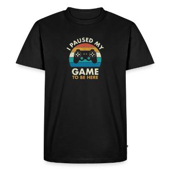 Vintage, j'ai mis mon jeu en pause - T-shirt Premium bio Homme - noir - Devant - Nico (187cm)