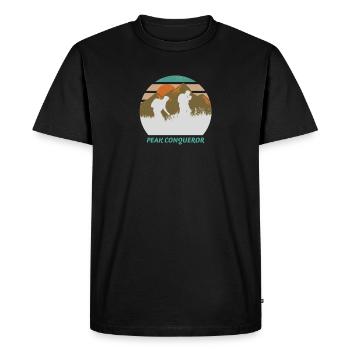 Peak Conqueror Hiking Hiker Hike Mountain Nature - Men's Premium Organic T-Shirt - black - Front - Nico (187cm)