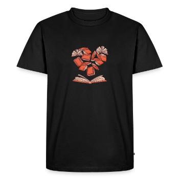 Coeur de livres - T-shirt Premium bio Homme - noir - Devant - Nico (187cm)