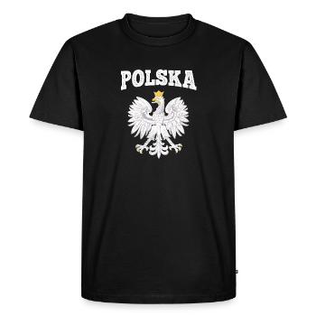 Poland flag eagle Polska fan shirt Polish - Men's Premium Organic T-Shirt - black - Front - Nico (187cm)