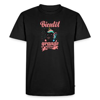 Bientôt grande soeur - Cadeau Future sœur - T-shirt Premium bio Homme - noir - Devant - Nico (187cm)