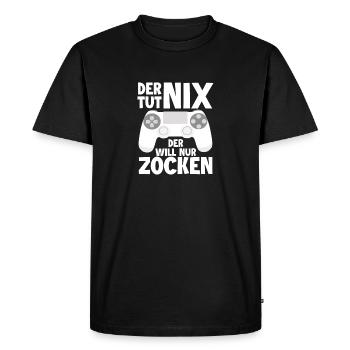 Le 1er Nex Le Will Ne fait que jouer - T-shirt Premium bio Homme - noir - Devant - Nico (187cm)
