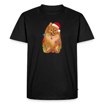 Nanin chien sapin de Noël Lumières - T-shirt Premium bio Homme - noir - Devant - Nico (187cm)