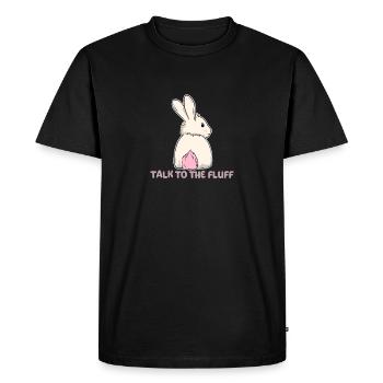 Parle au lapin de Pâques fluff - T-shirt Premium bio Homme - noir - Devant - Nico (187cm)