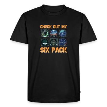 Funny Check Out My Six Pack Airplane Pilot Pun - T-shirt Premium bio Homme - noir - Devant - Nico (187cm)