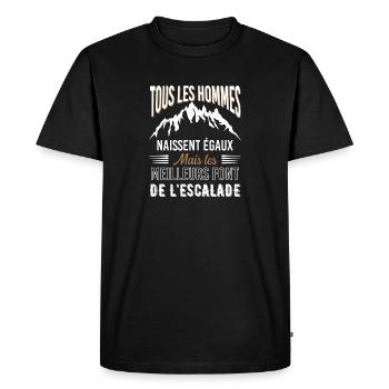 T-shirt Humour Escalade Grimpeur Sport de Montagne - T-shirt Premium bio Homme - noir - Devant - Nico (187cm)