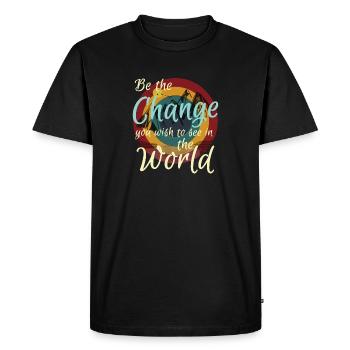 Be The Change You Wish To See In The World - Retro - Men's Premium Organic T-Shirt - black - Front - Nico (187cm)