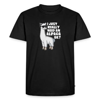 Funny Llama Alpaca Allpaka Saying Gift - Men's Premium Organic T-Shirt - black - Front - Nico (187cm)