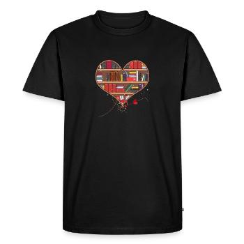 Amateur de livres Forme du cœur Lire Club bibliothécaire Büc - T-shirt Premium bio Homme - noir - Devant - Nico (187cm)