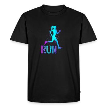 Fille en marche pour les coureurs - T-shirt Premium bio Homme - noir - Devant - Nico (187cm)