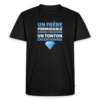 Annonce grossesse futur tonton en 2022 - T-shirt Premium bio Homme - noir - Devant - Nico (187cm)