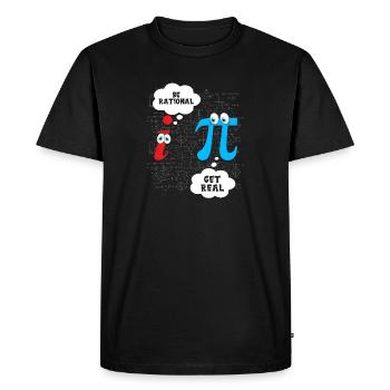 Funny Be Rational Get Real Math Pun Statistics - Men's Premium Organic T-Shirt - black - Front - Nico (187cm)