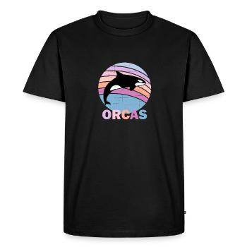 orcas vintage retromammaldolphinsblack and whiteca - Men's Premium Organic T-Shirt - black - Front - Nico (187cm)