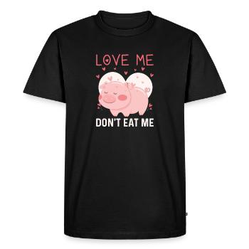 LOVE ME - don't eat me - Men's Premium Organic T-Shirt - black - Front - Nico (187cm)