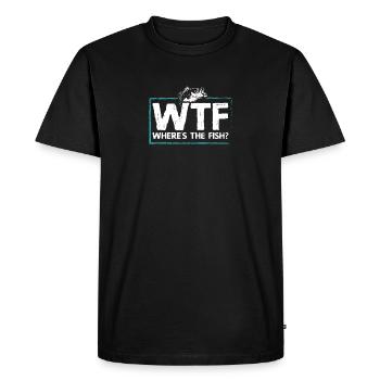 WTF Where's The Fish Fisherman - Men's Premium Organic T-Shirt - black - Front - Nico (187cm)