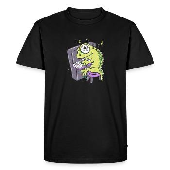 Lizard plays piano adult humor - Men's Premium Organic T-Shirt - black - Front - Nico (187cm)