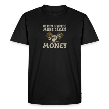 Dirty Hands Make Clean Money Funny Mechanic - Men's Premium Organic T-Shirt - black - Front - Nico (187cm)